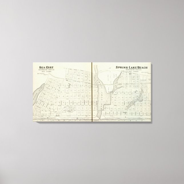 Impressão Em Tela Sea Girt and Primavera Lake Beach, Condado de Monm (Frente)