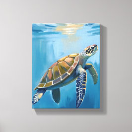 Impressão Em Tela Sea Turtle Ocean Animal Watercolor