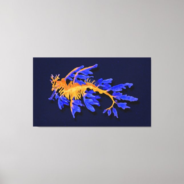 Impressão Em Tela Seadrágono Dourado e Azul Ilustrado (Frente)