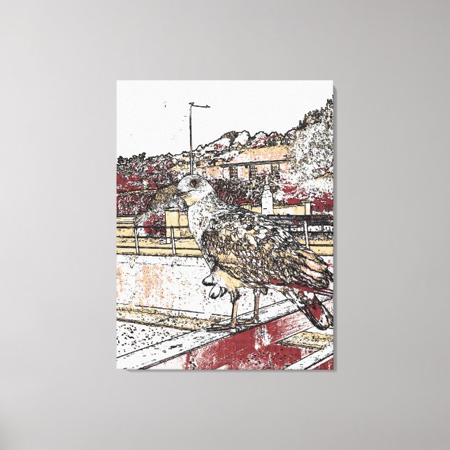 Impressão Em Tela Seagull na ponte em Hythe (Frente)