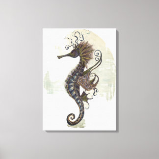 Impressão Em Tela Seahorse fantasy, blue green artwork