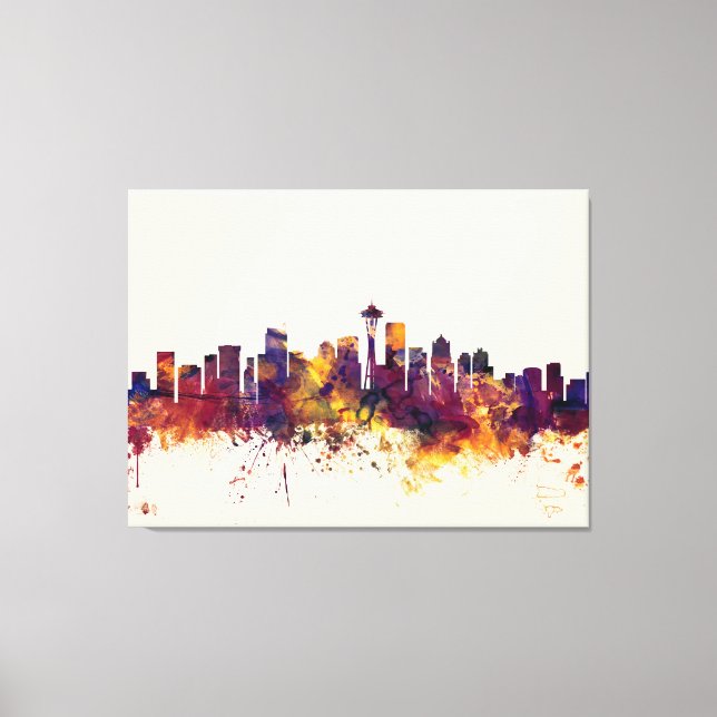 Impressão Em Tela Seattle Washington Skyline (Frente)