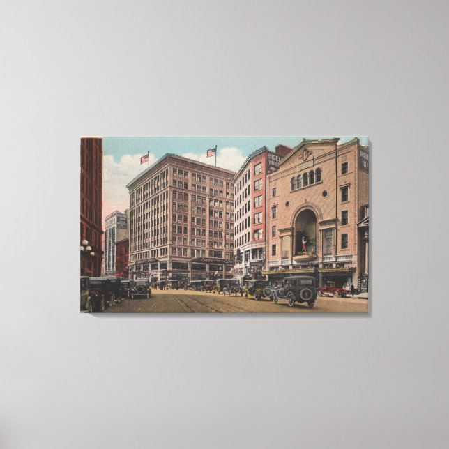 Impressão Em Tela Seattle, WAView of 4th Ave & Westlake (Frente)