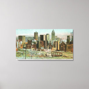 Impressão Em Tela Seção do negócio nas ruínas após o fogo