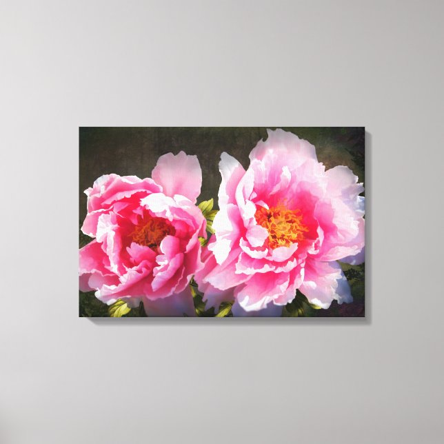 Impressão Em Tela Secretos, Pêonias Rosa (Frente)
