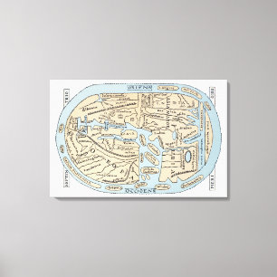 Impressão Em Tela Século II do MAPA DO MUNDO