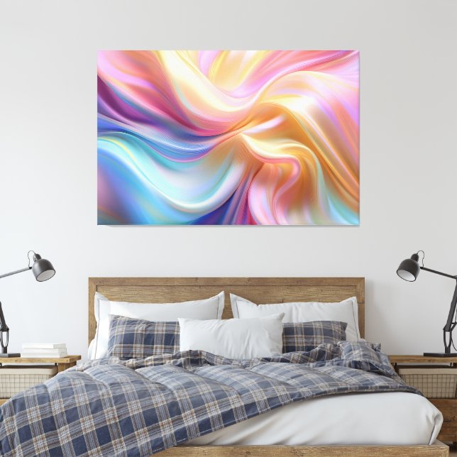 Impressão Em Tela Seda Pastel Colorida (Insitu(Quarto))