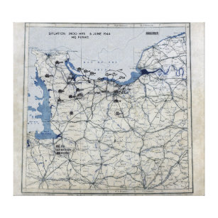Impressão Em Tela Segunda guerra mundial dia D mapa 6 de junho de