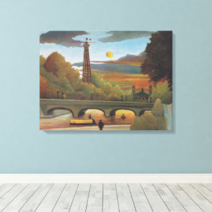 Impressão Em Tela Seine e Torre Eiffel ao Pôr-do-Sol por Henri Rouss