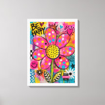 Seja Feliz Flor Colorida Pop Art