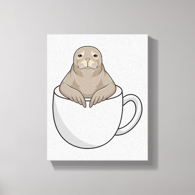 Impressão Em Tela Selo com xícara de café (Frente)