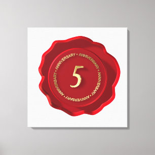 Impressão Em Tela selo vermelho da cera do 5o aniversário