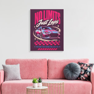 Impressão Em Tela Sem Limites, Apenas Voltas Carro de Corrida Retro