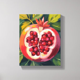 Impressão Em Tela Sementes de Romã   Pintura de Frutas