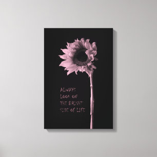 Impressão Em Tela "Sempre olhe no lado direito da vida" Girassol
