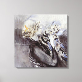 Impressão Em Tela Senhora com um gato de Cinza (por Giovanni Boldini