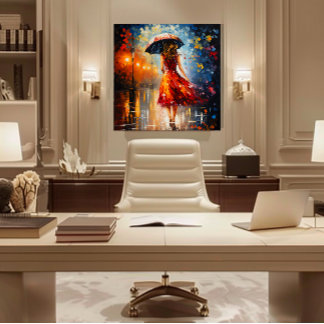 Impressão Em Tela Senhora na Chuva