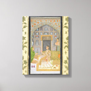 Impressão Em Tela Senhora sentada em um Pavilhão com tratadores, de