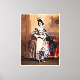Impressão Em Tela Senhora Vitoriana com Iluminantes Florais - Elegan