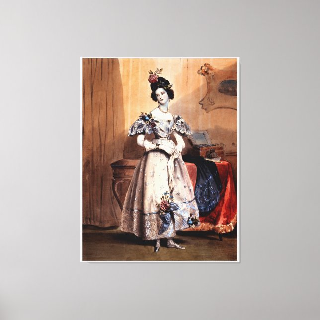 Impressão Em Tela Senhora Vitoriana com Iluminantes Florais - Elegan (Frente)