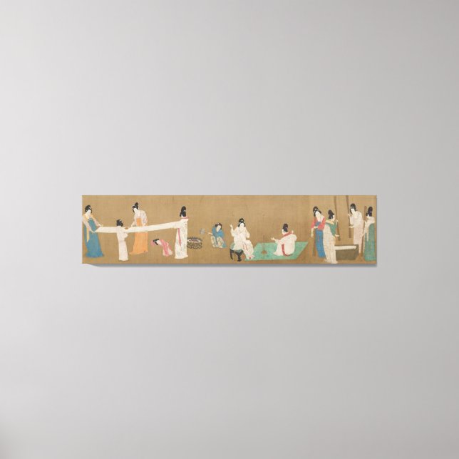 Impressão Em Tela Senhoras do Tribunal Chinês Preparando Seda Recém- (Frente)