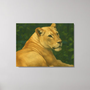 Impressão Em Tela Sentinela da Floresta - Lioness em Descanso à Luz 