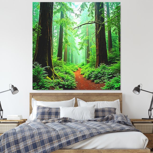 Impressão Em Tela Sequoia Floresta Mistura Design (Insitu(Quarto))