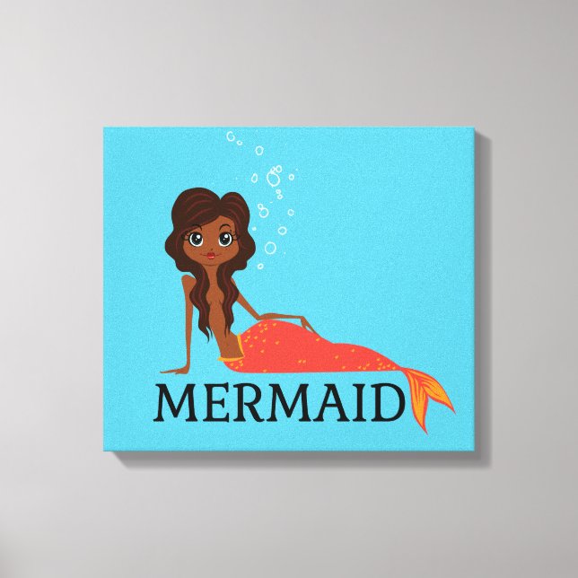 Impressão Em Tela Sereia Bonita (Linda Menina Negra) (Frente)