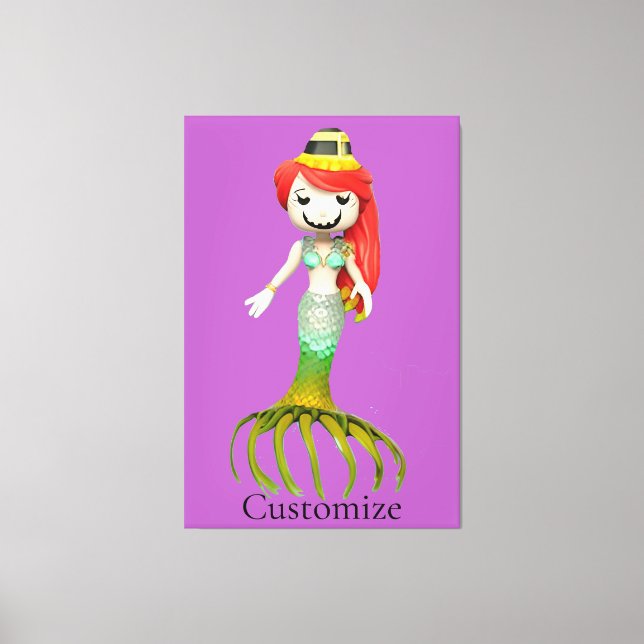 Impressão Em Tela Sereia Cuja Sereia É Gastante, Thunder_Cove (Frente)