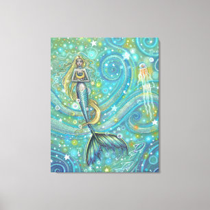 Impressão Em Tela Sereia Sparkles Arte de Fantasia por Molly Harriso