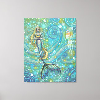 Impressão Em Tela Sereia Sparkles Arte de Fantasia por Molly Harriso