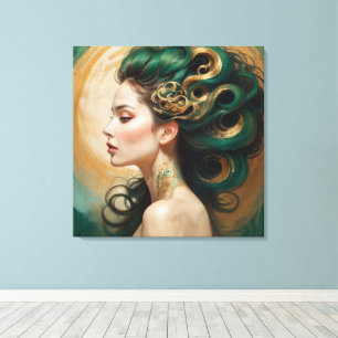 Impressão Em Tela "Serelith" - Curls de Jade Celestial