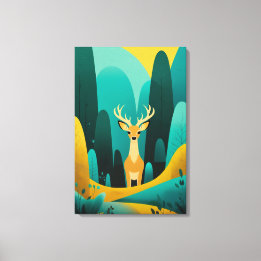 Impressão Em Tela Serene Geométrico Deer - Trabalho de arte da Natur
