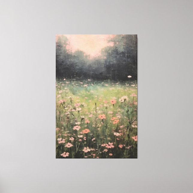 Impressão Em Tela Serene Muted Wildflower: Molho de Pintura de Óleo  (Frente)