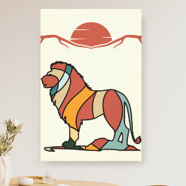 Impressão Em Tela Serene Savanna Kind Lion Abstract Modern Earthy Ar