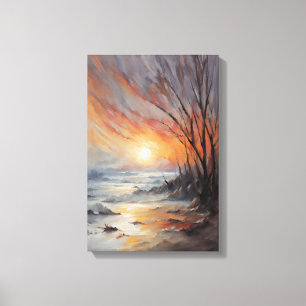 Impressão Em Tela Serene Winter Sunset - Nature Landscape Art