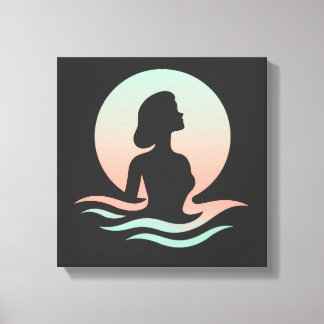 Impressão Em Tela Serene Woman Silhouette in Pastel Waves