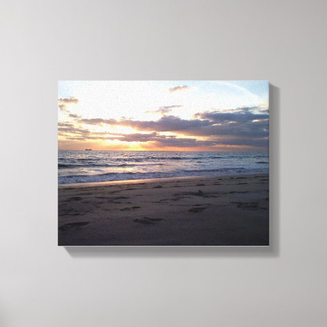 Impressão Em Tela Serenidade da Linha de Costa ao Pôr do Sol Pássaro (Frente)