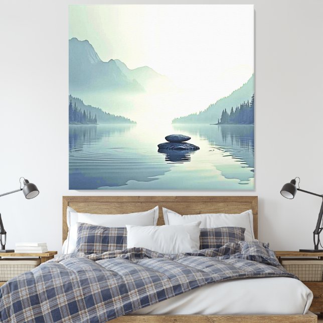 Impressão Em Tela Serenidade do Lago Tranquil Mountain (Insitu(Quarto))
