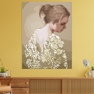 Impressão Em Tela Serenidade do ouro - Um Retrato de Reflexão