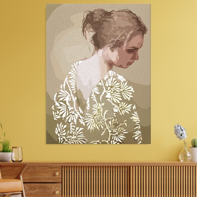 Impressão Em Tela Serenidade do ouro - Um Retrato de Reflexão (Insitu(Sala de estar))