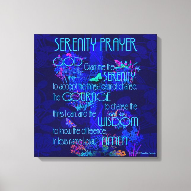 Impressão Em Tela Serenity Prayer em Azul (Frente)