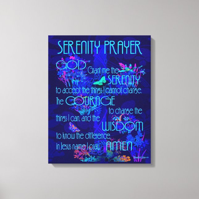 Impressão Em Tela Serenity Prayer em Azul (Frente)