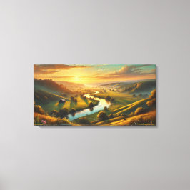 Impressão Em Tela Sereno Vale do Pôr do Sol – Panorâmica Tranquila