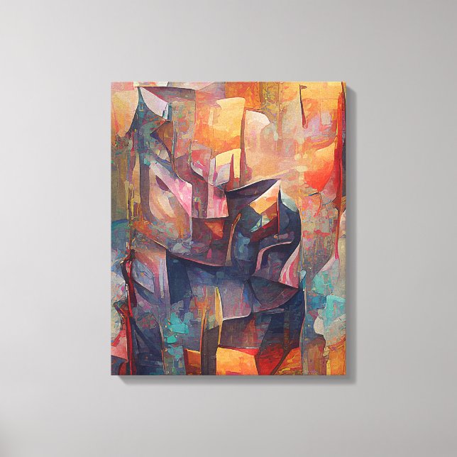 Impressão Em Tela Série abstrato Cubismo - Três (Frente)