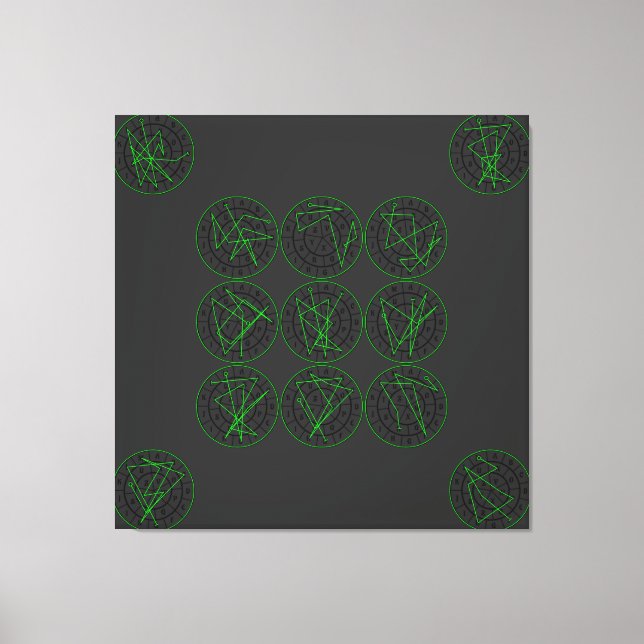 Impressão Em Tela Série Sigil com Sorte de Riqueza Verde (Frente)