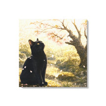 series_4_1|Sakura Black Cat Square Japanese Art