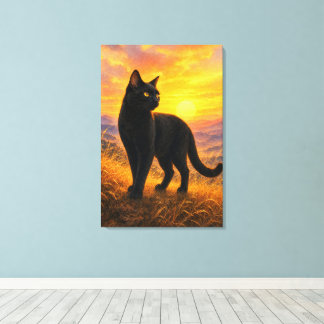 Impressão Em Tela series_4_3|Sunset Hills Black Cat Japanese Art