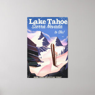 Impressão Em Tela Serra poster de Lake Tahoe do esqui do vintage de