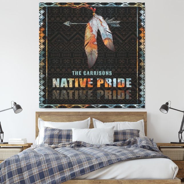 Impressão Em Tela Seta Tribal de Pena Indiana do Orgulho Nativo (Insitu(Quarto))